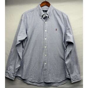 Polo Ralph Lauren Classic Fit XL Blue Gingham Oxford Shirt Pink Pony *Read